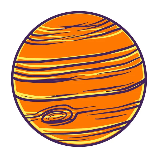 Orange planet icon, hand drawn style — Stock Vector