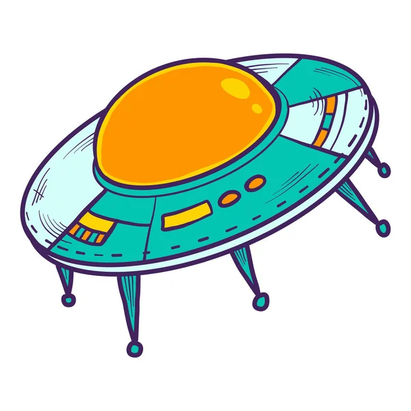 Ufo space ship icon, hand drawn style — Stock Vector