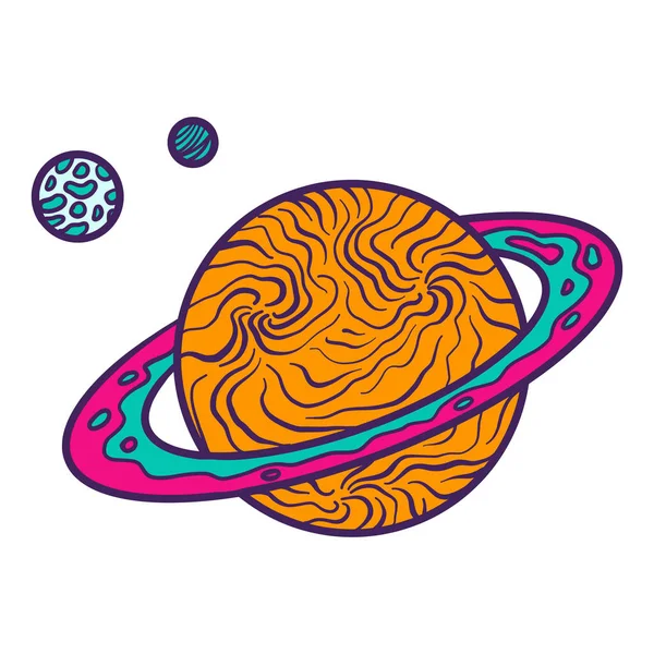 Abstract planet icon, hand drawn style — Stock Vector