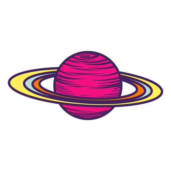 Saturn planet icon, hand drawn style — Stock Vector