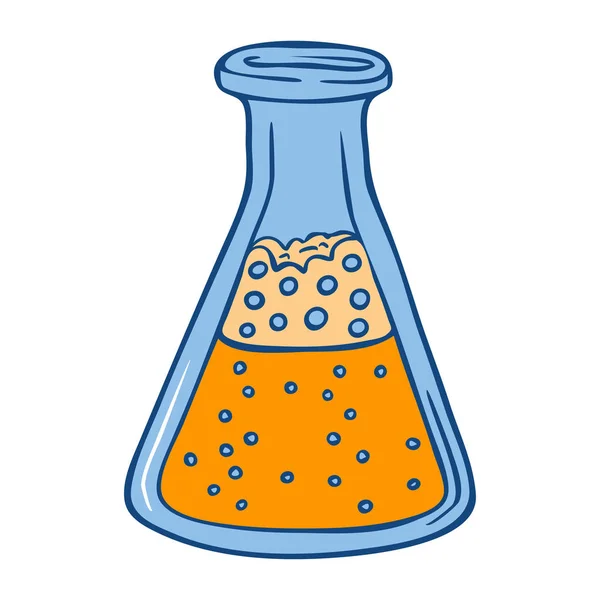 Orange flask icon, hand drawn style — Stock Vector