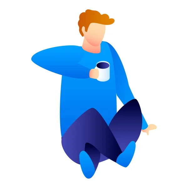 Человек пьет кофе икона, изометрический стиль — стоковый вектор