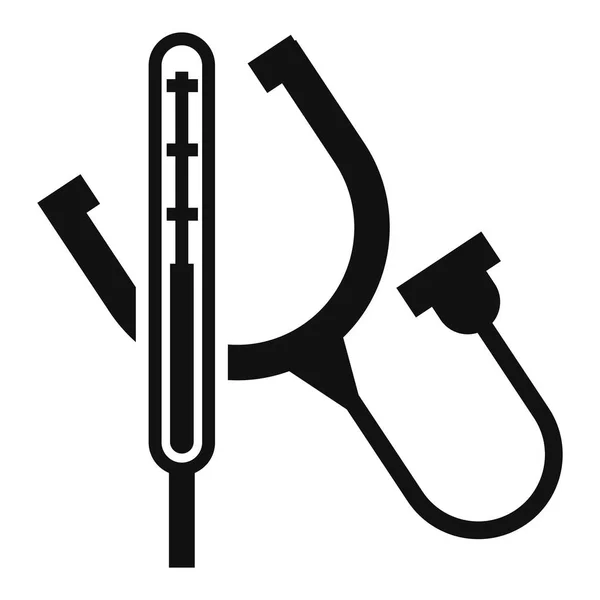 Termometro stetoscopio icona, stile semplice — Vettoriale Stock