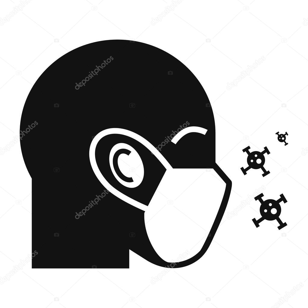 Protective air face mask icon, simple style