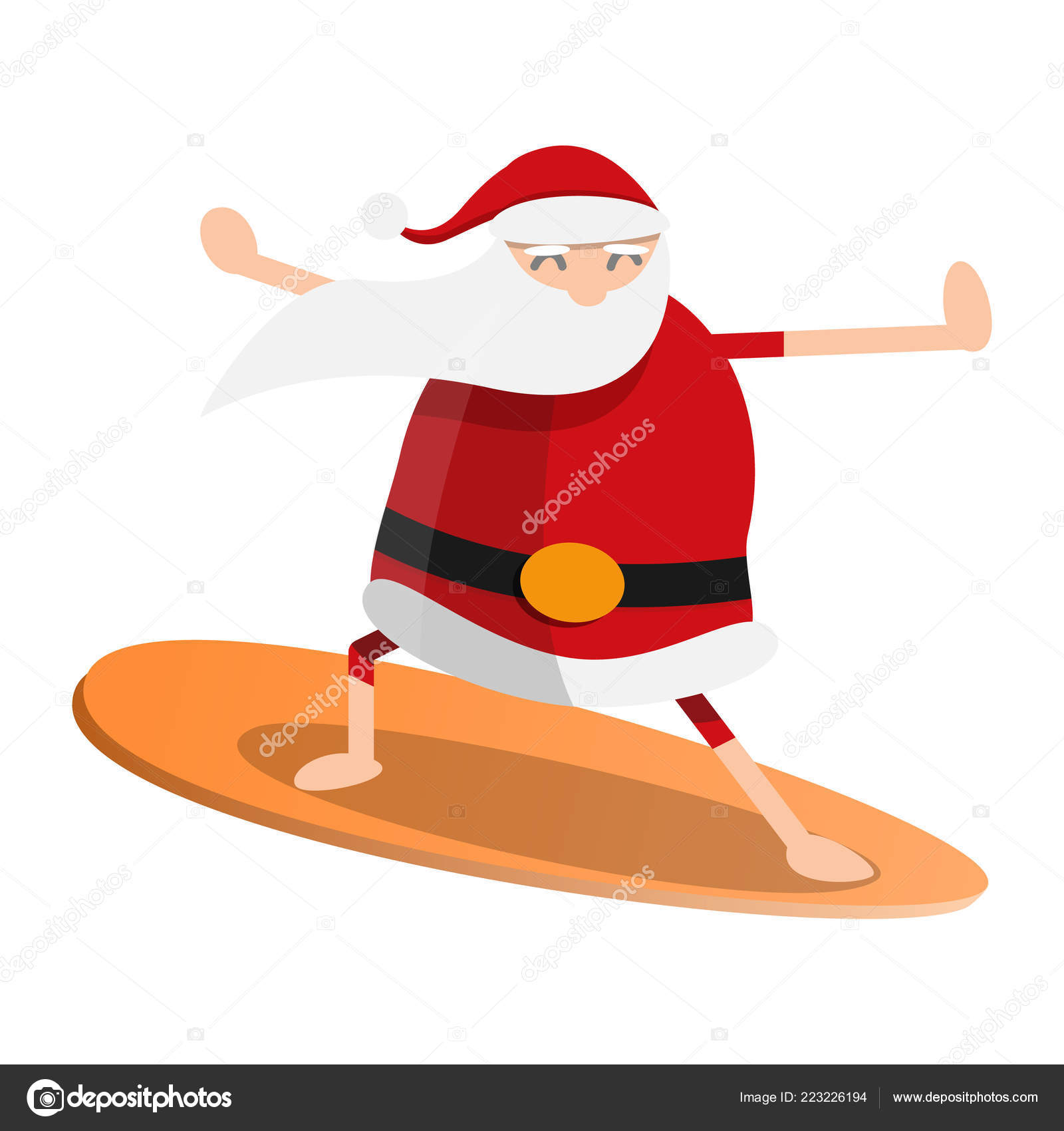 Ícone de surf de Papai Noel, estilo cartoon imagem vetorial de