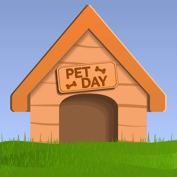 Pet dia cão casa conceito fundo, estilo dos desenhos animados —  Vetores de Stock