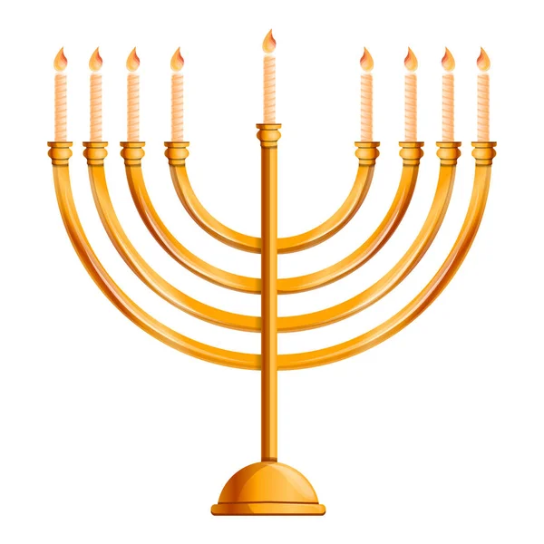 Jewish menorah icon, cartoon style — Stock Vector