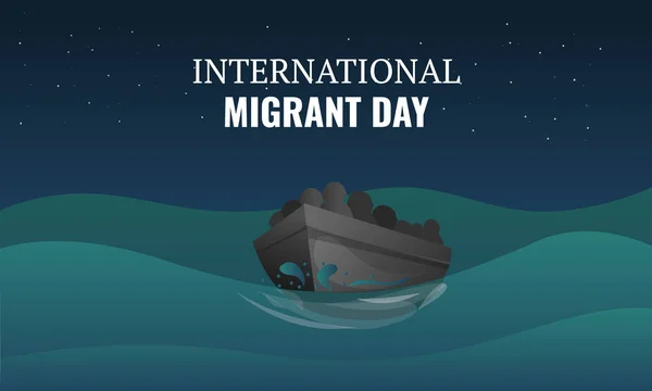 International migrant day concept banner, cartoon style — Stock Vector