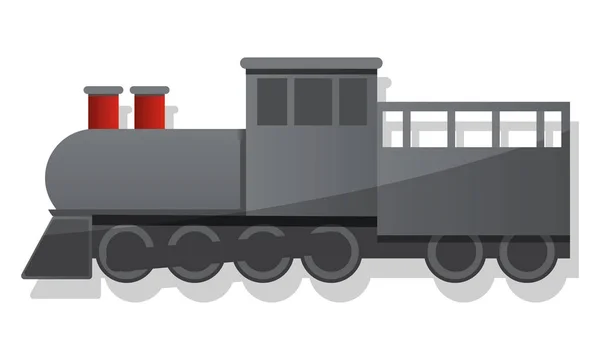 Black locomotive icon, cartoon style — Stock Vector