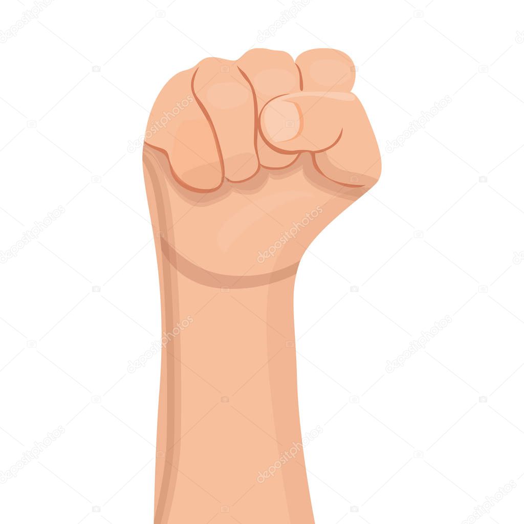 Fist up icon, cartoon style