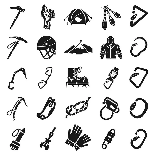 Equipo de montañismo conjunto de iconos, estilo simple — Archivo Imágenes Vectoriales