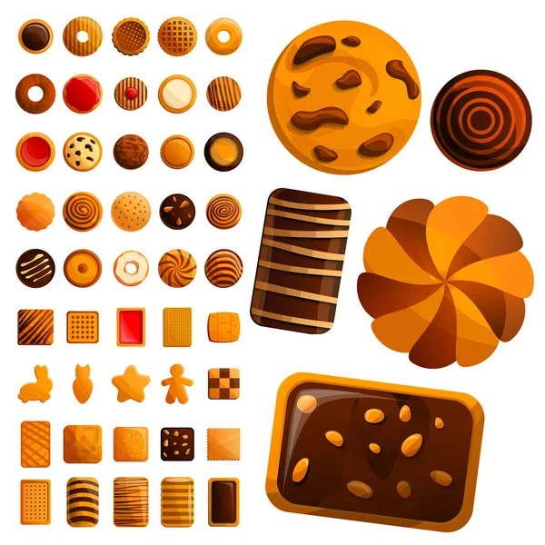 Biscuit icon set, cartoon style — Stock Vector
