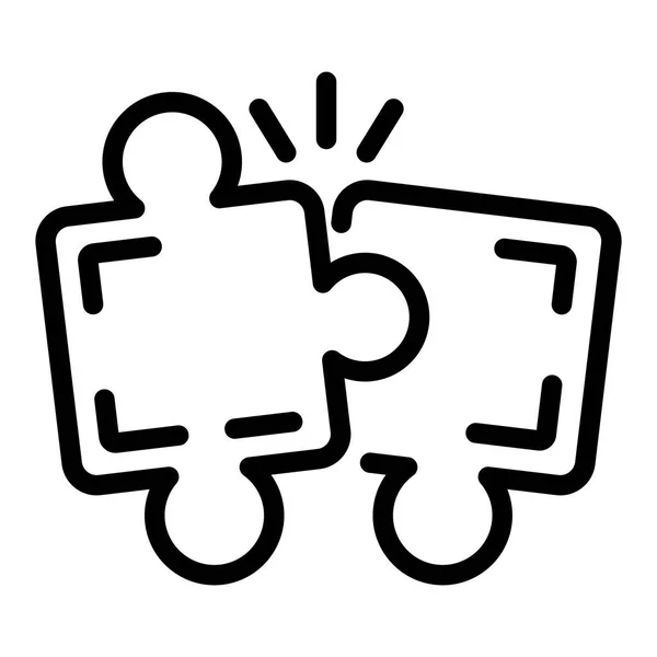 Puzzel teamwerk pictogram, Kaderstijl — Stockvector