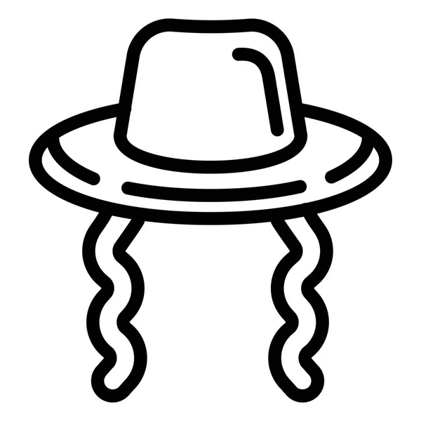Chapeau juif icône, style contour — Image vectorielle