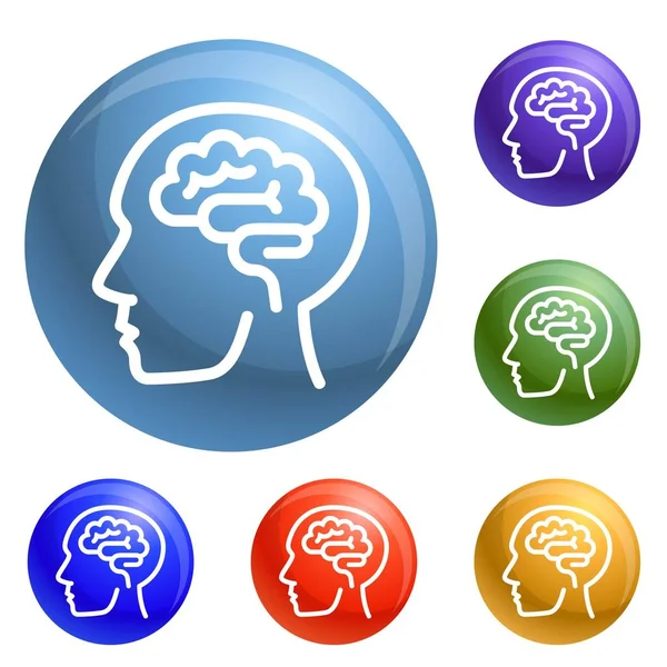 Human think brain icons set vector — Stock Vector