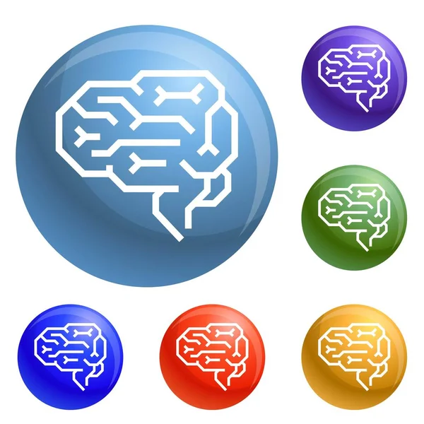 Machine brain icons set vector — Stock Vector