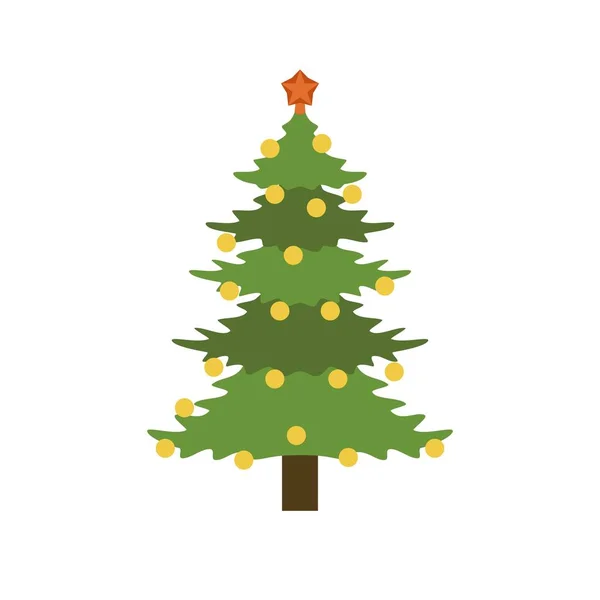 Xmas fir tree pictogram, vlakke stijl — Stockvector