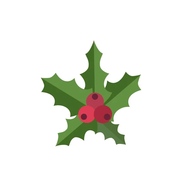 Natal ikon berry merah, gaya datar - Stok Vektor