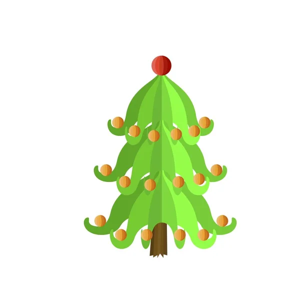 Festive xmas tree icon, flat style — Stock Vector