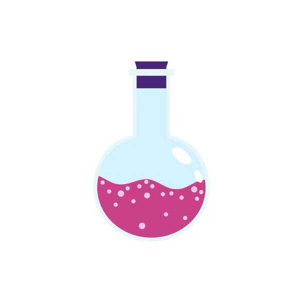 Icono de frasco rosa de laboratorio, estilo plano — Vector de stock