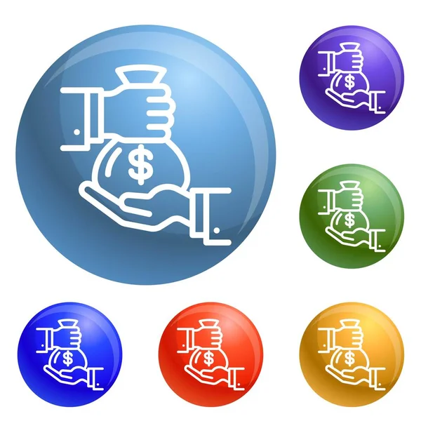 Money bag icons set vector — Stock Vector