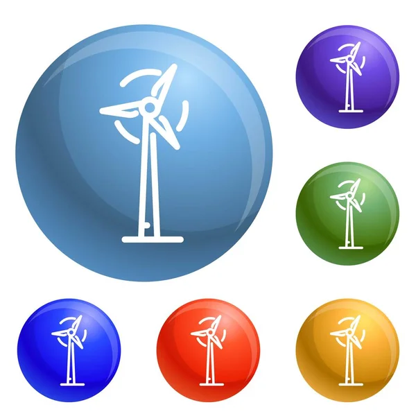 Wind turbine pictogrammen instellen vector — Stockvector