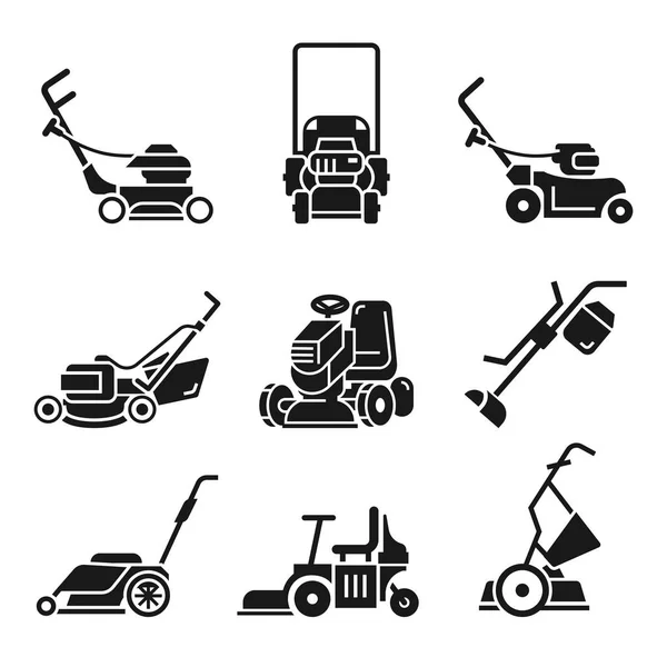 Lawnmower icon set, simple style — Stock Vector