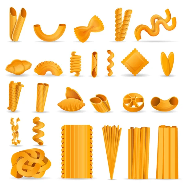 Ensemble d'icônes pour pâtes, style dessin animé — Image vectorielle