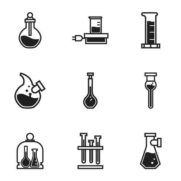 Chemii kolby zestaw ikon, prosty styl — Wektor stockowy