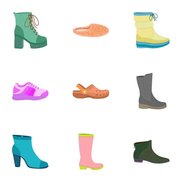 Nő cipő ikon készlet, lapos stílusú — Stock Vector