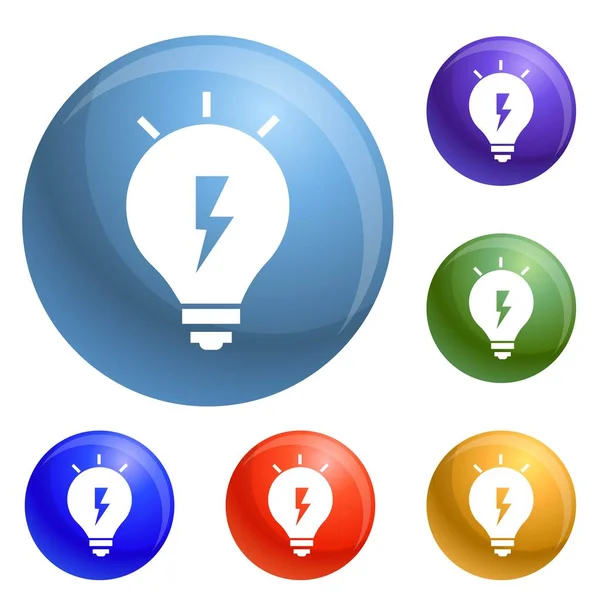 Energie Idee Glühbirne Symbole setzen Vektor — Stockvektor
