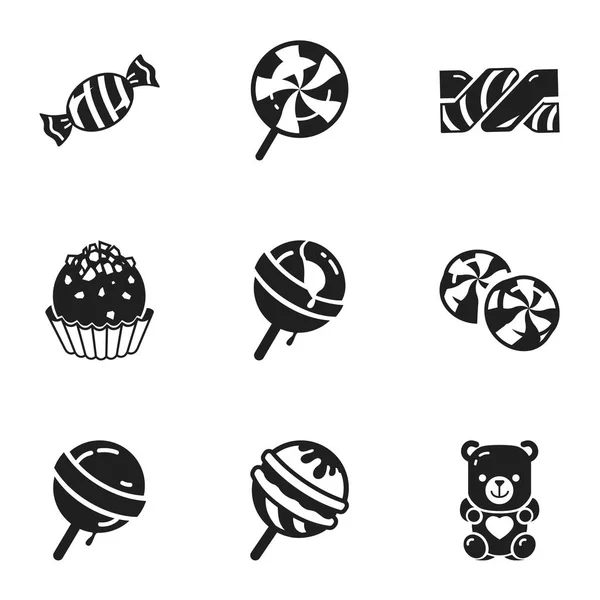 Conjunto de iconos de dulces de azúcar, estilo simple — Vector de stock