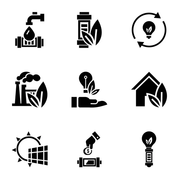 环保节能能源图标集, 简单的风格 — 图库矢量图片