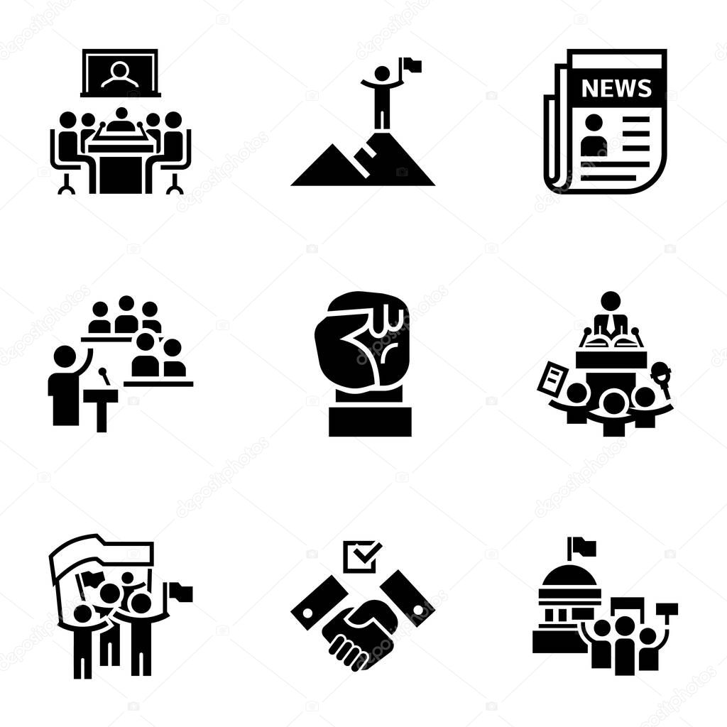 Political debate icon set, simple style