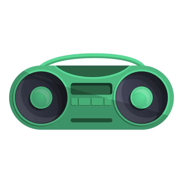 Green boom box icon, cartoon style — Stock Vector