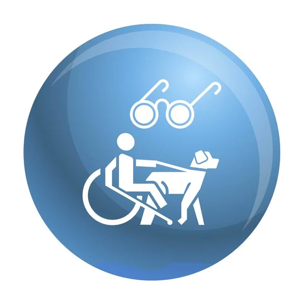 Slepec invalidní vozík pes ikona, jednoduchý styl — Stockový vektor