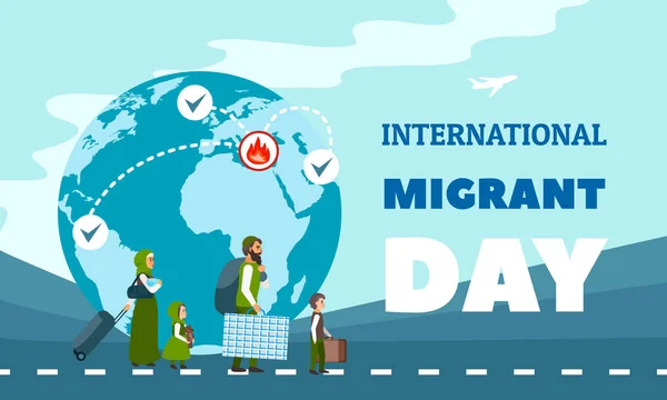 Immigratie concept achtergrond, vlakke stijl — Stockvector