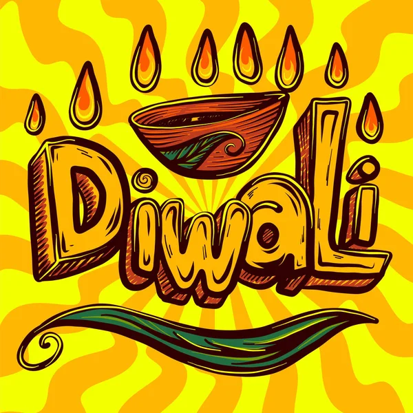 Fondo concepto Diwali, estilo dibujado a mano — Vector de stock