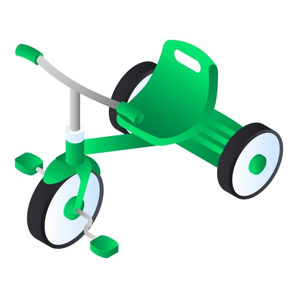 Icono de triciclo verde, estilo isométrico — Vector de stock