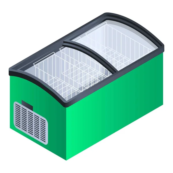 Зелена комерційна піктограма холодильника, ізометричний стиль — стоковий вектор
