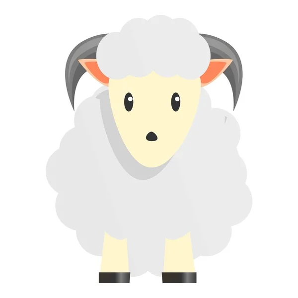 Witte schapen ram pictogram, cartoon stijl — Stockvector