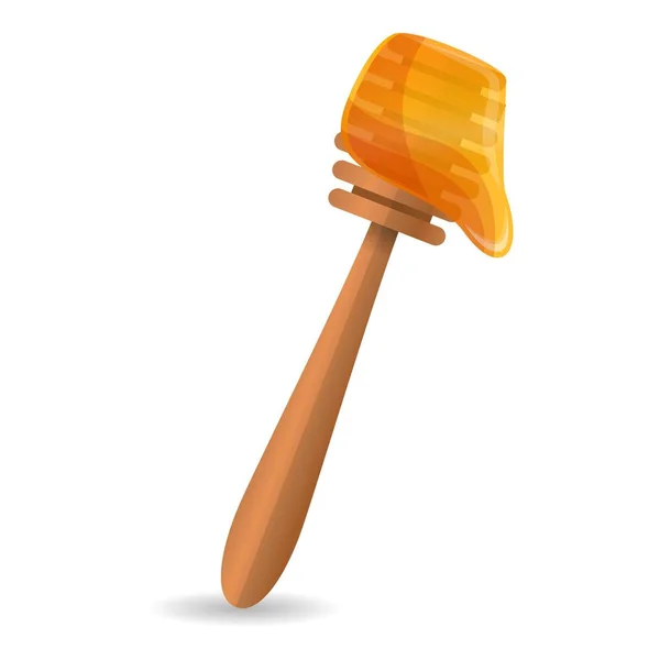 Madera miel cuchara icono, estilo de dibujos animados — Vector de stock