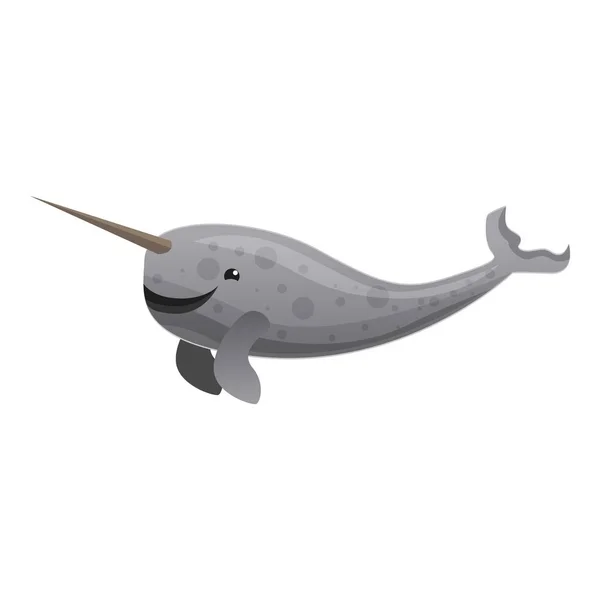 Narwhals tusking ikony, kreslený styl — Stockový vektor