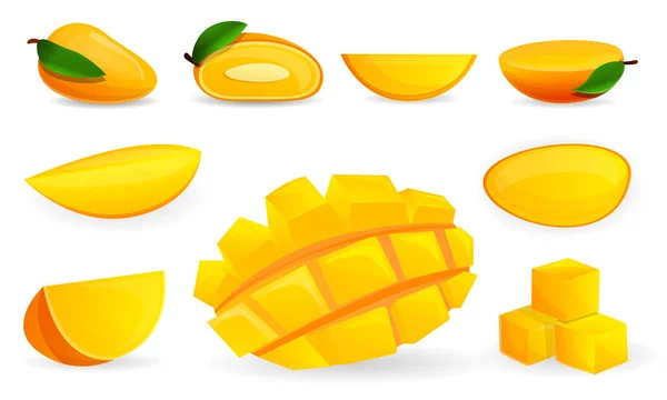 Conjunto de iconos de mango, estilo de dibujos animados — Archivo Imágenes Vectoriales