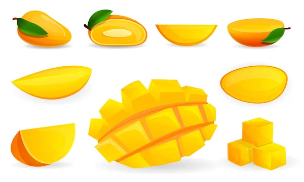Mango icon set, cartoon style Vector Graphics