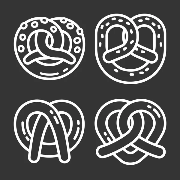 Conjunto de ícones pretzel bávaro, estilo esboço —  Vetores de Stock