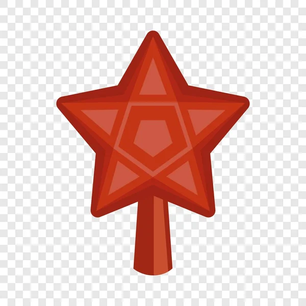 Red star fir tree icon, flat style