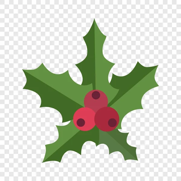 Christmas red berry icon, flat style — Stock Vector