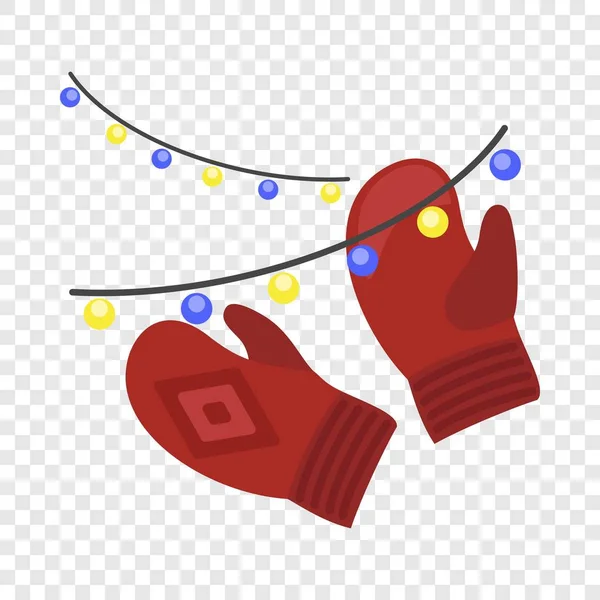 Red Winter Gloves Icon Flat Illustration Red Winter Gloves Vector — Stock Vector