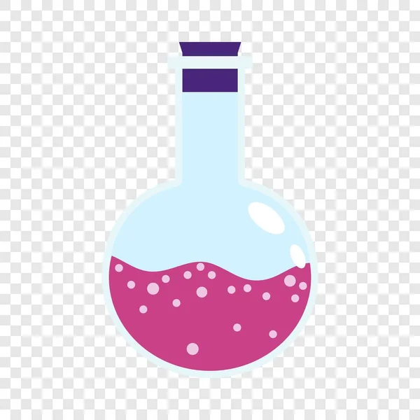 Icono de frasco rosa de laboratorio, estilo plano — Vector de stock